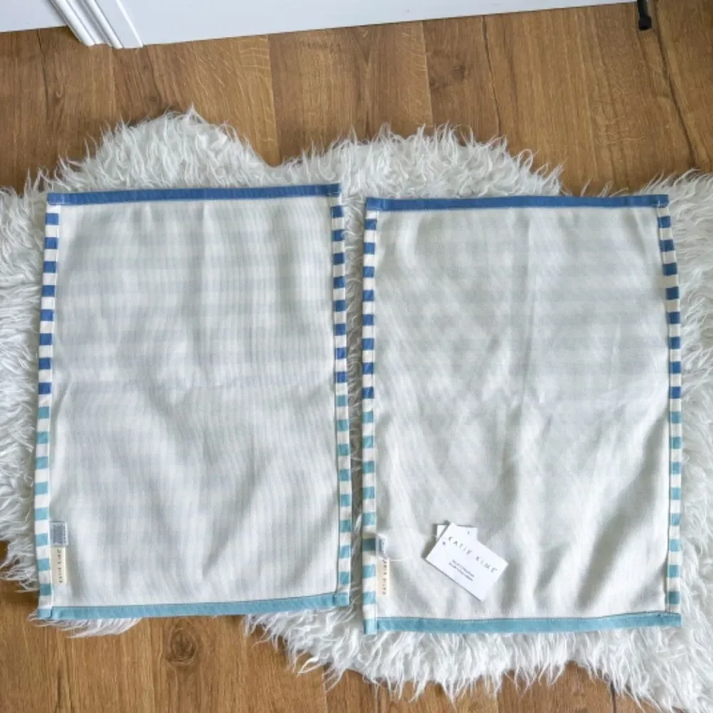 NWT! Katie Kime Blue Acqua Striped Placemats - Set of 4
